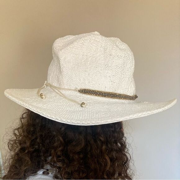 🆕 Free People Monte Carlo Wide Brim Straw Hat / White - Picture 12 of 12